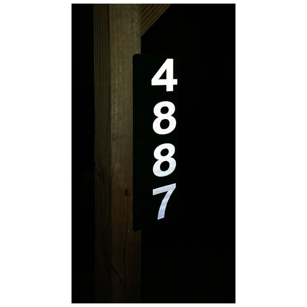 911 Reflective street address sign (reflective numbers on glossy plate)