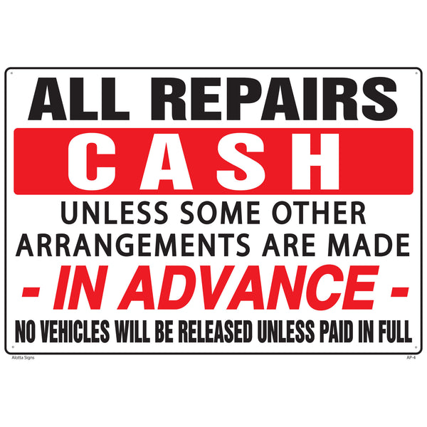 ALL REPAIRS PAID IN CASH