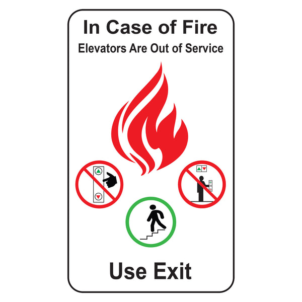 IN CASE OF FIRE, ELEVATORS ARE OUT OF SERVICE (B)