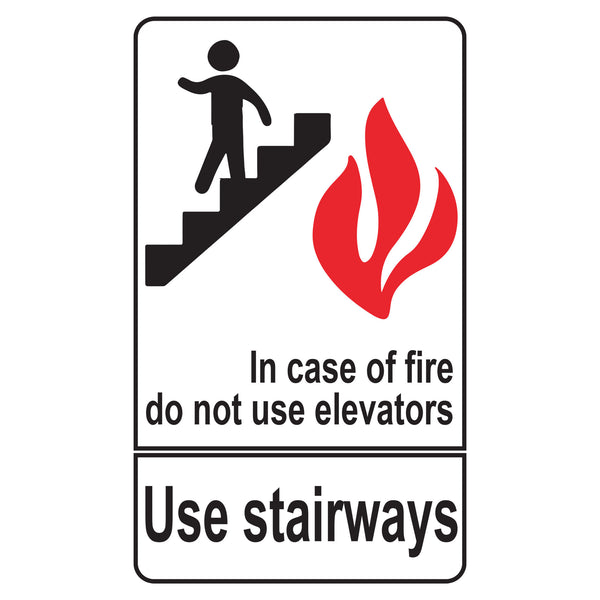 IN CASE OF FIRE, ELEVATORS ARE OUT OF SERVICE (C)