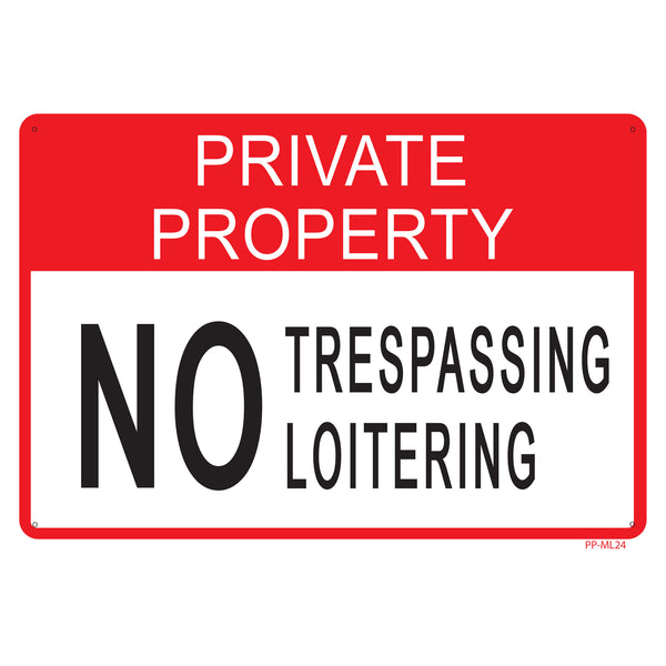 PRIVATE PROPERTY NO RESPASSING NO LOITERING