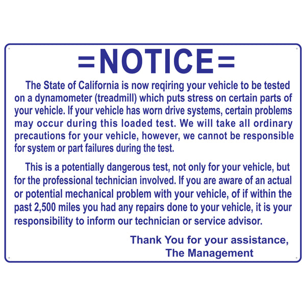 DYNAMOMETER TEST REQUIRED BY LAW