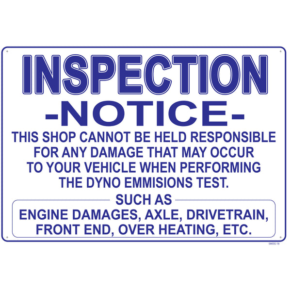 NOT RESPONSIBLE FOR DAMAGE CAUSED BY DYNO EMMISIONS TEST